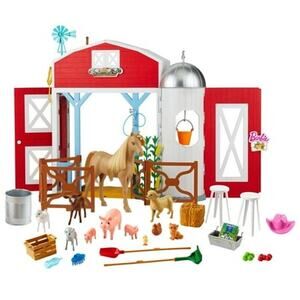 Barbie Horse Barn Playset with 25+ Feeding & Grooming Accessories NWT